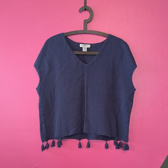Tommy Bahama Tops - Tommy Bahama Blue Sleeveless Knit Shirt with Tassels